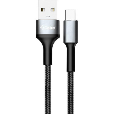 Кабель USB Gelius Cafule GP-UCN002C USB-A на Type-C (1.2 м) (3A) Чорний