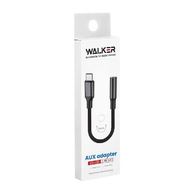 Аудіо-перехідник WALKER WA-030 Lightning to AUX 3.5мм black Аудіо-перехідник WALKER WA-030 Lightning to AUX 3.5мм black