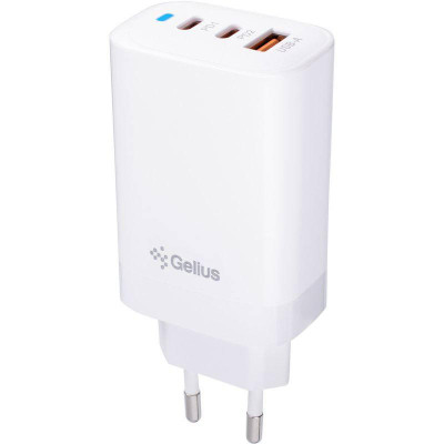 Мережевий зарядний пристрій Gelius Elevaro GP-HC065 65W USB+2Type-C (QC/PD/PPS) White